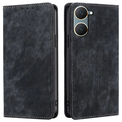 For vivo Y03 Leather Case Stand Wallet Phone Cover with RFID Blocking