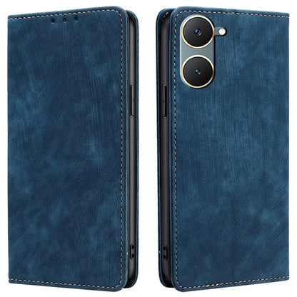 For vivo Y03 Leather Case Stand Wallet Phone Cover with RFID Blocking