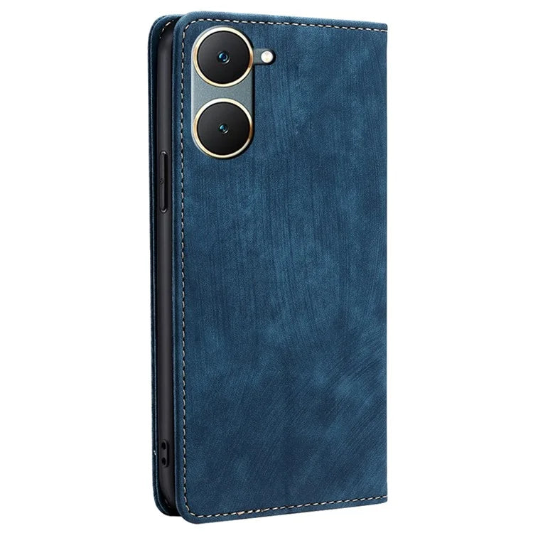 For vivo Y03 Leather Case Stand Wallet Phone Cover with RFID Blocking
