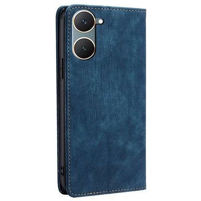 For vivo Y03 Leather Case Stand Wallet Phone Cover with RFID Blocking