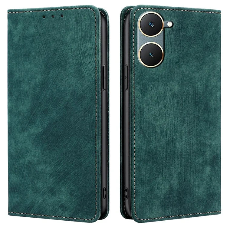 For vivo Y03 Leather Case Stand Wallet Phone Cover with RFID Blocking
