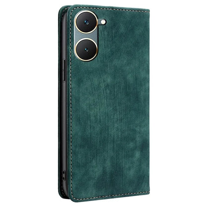 For vivo Y03 Leather Case Stand Wallet Phone Cover with RFID Blocking