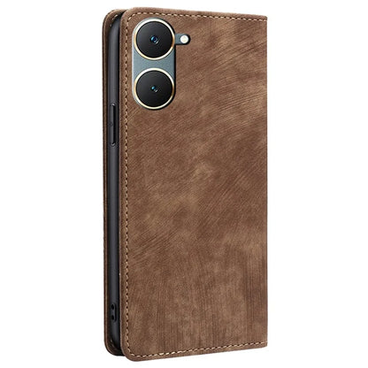For vivo Y03 Leather Case Stand Wallet Phone Cover with RFID Blocking