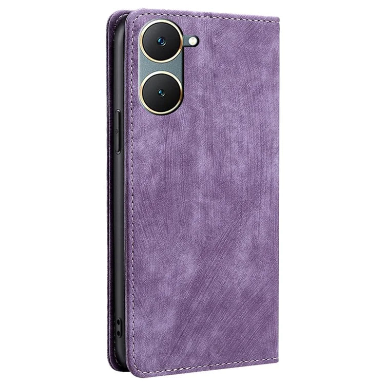 For vivo Y03 Leather Case Stand Wallet Phone Cover with RFID Blocking