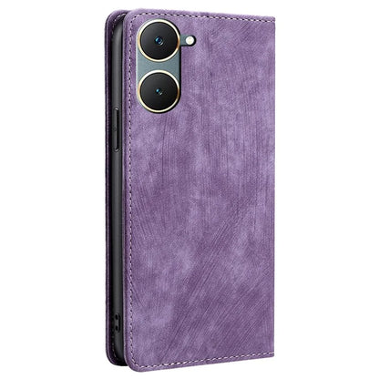 For vivo Y03 Leather Case Stand Wallet Phone Cover with RFID Blocking