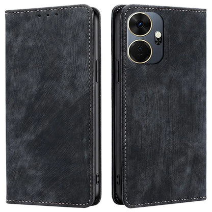 For itel P55+ Leather Case Stand Phone Cover with RFID Blocking Wallet