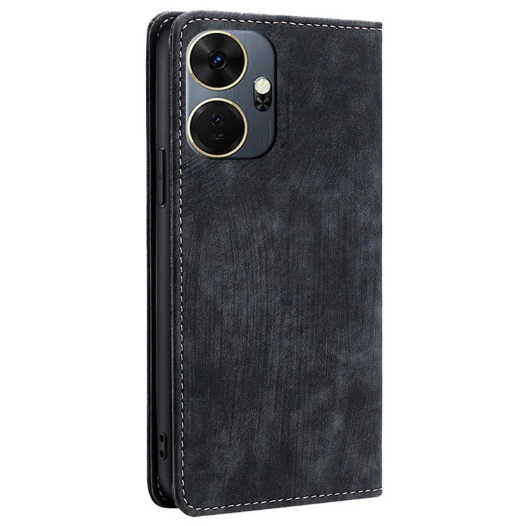 For itel P55+ Leather Case Stand Phone Cover with RFID Blocking Wallet
