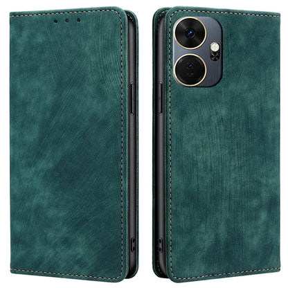For itel P55+ Leather Case Stand Phone Cover with RFID Blocking Wallet