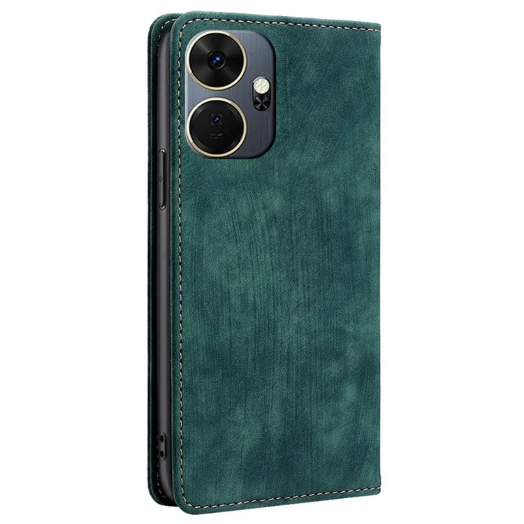 For itel P55+ Leather Case Stand Phone Cover with RFID Blocking Wallet