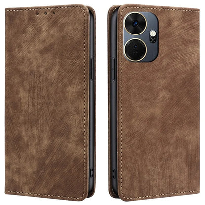 For itel P55+ Leather Case Stand Phone Cover with RFID Blocking Wallet