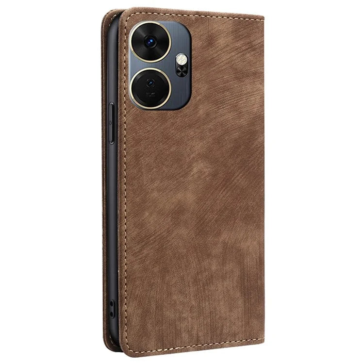 For itel P55+ Leather Case Stand Phone Cover with RFID Blocking Wallet