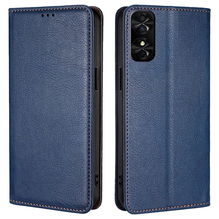 For TCL 50 SE Leather Case Solid Color Magnetic Closing Wallet Stand Phone Cover
