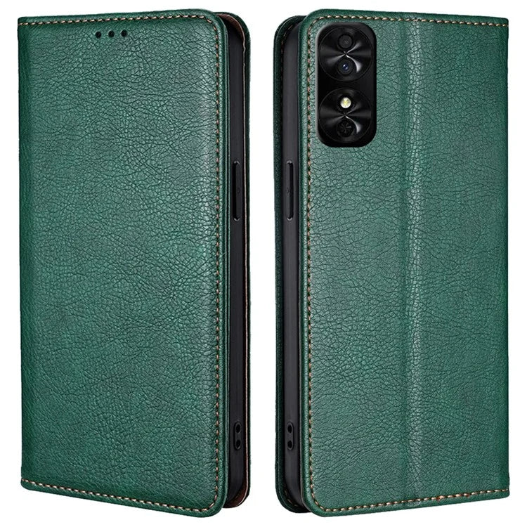 For TCL 50 SE Leather Case Solid Color Magnetic Closing Wallet Stand Phone Cover