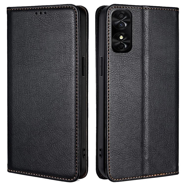 For TCL 50 SE Leather Case Solid Color Magnetic Closing Wallet Stand Phone Cover
