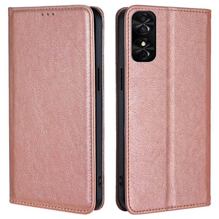 For TCL 50 SE Leather Case Solid Color Magnetic Closing Wallet Stand Phone Cover