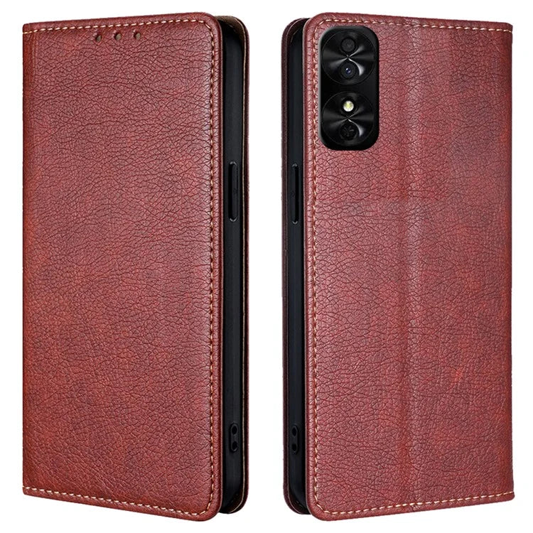 For TCL 50 SE Leather Case Solid Color Magnetic Closing Wallet Stand Phone Cover