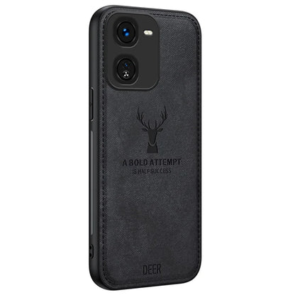 For vivo iQOO Z9x 5G Phone Case Cloth Texture Leather+PC+TPU Cover Deer Pattern