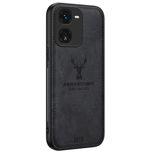 For vivo iQOO Z9x 5G Phone Case Cloth Texture Leather+PC+TPU Cover Deer Pattern