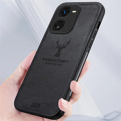 For vivo iQOO Z9x 5G Phone Case Cloth Texture Leather+PC+TPU Cover Deer Pattern