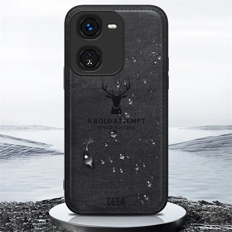 For vivo iQOO Z9x 5G Phone Case Cloth Texture Leather+PC+TPU Cover Deer Pattern