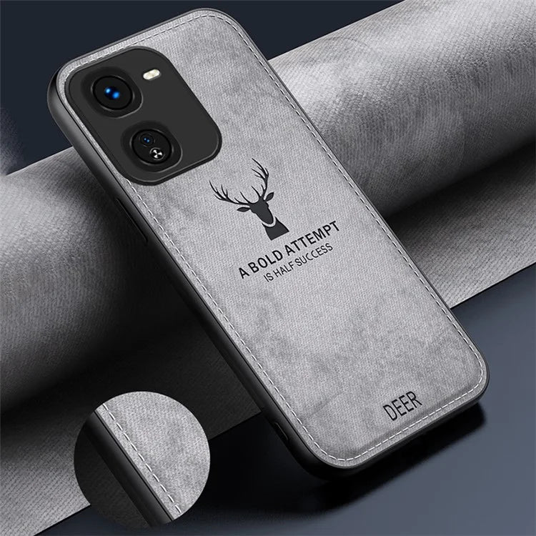 For vivo iQOO Z9x 5G Phone Case Cloth Texture Leather+PC+TPU Cover Deer Pattern