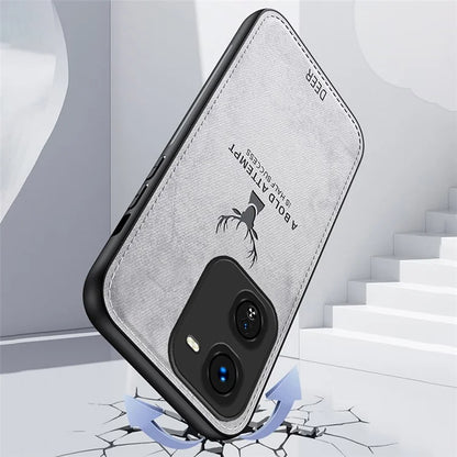 For vivo iQOO Z9x 5G Phone Case Cloth Texture Leather+PC+TPU Cover Deer Pattern