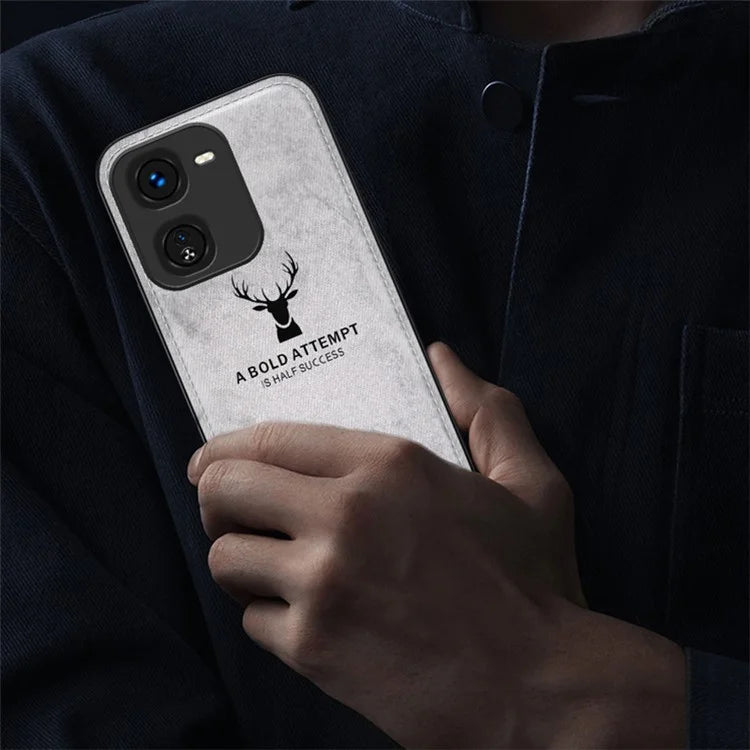 For vivo iQOO Z9x 5G Phone Case Cloth Texture Leather+PC+TPU Cover Deer Pattern