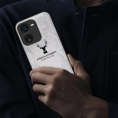 For vivo iQOO Z9x 5G Phone Case Cloth Texture Leather+PC+TPU Cover Deer Pattern