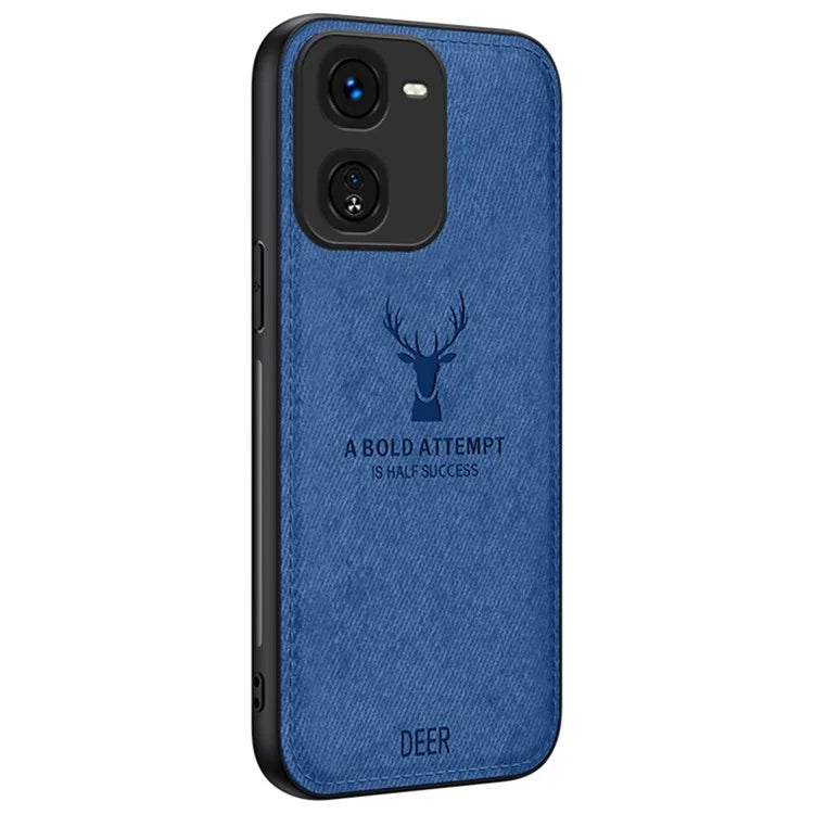 For vivo iQOO Z9x 5G Phone Case Cloth Texture Leather+PC+TPU Cover Deer Pattern