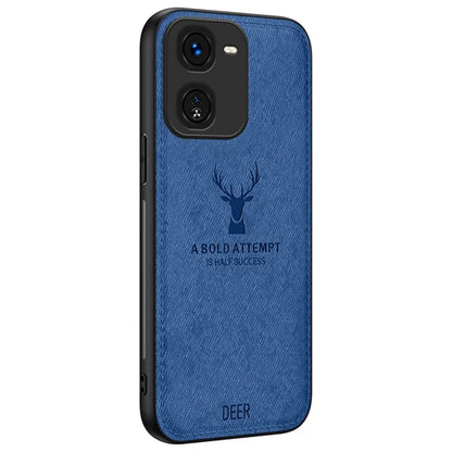 For vivo iQOO Z9x 5G Phone Case Cloth Texture Leather+PC+TPU Cover Deer Pattern