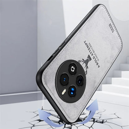 For Realme 12+ 5G Case Cloth Texture Leather+PC+TPU Phone Cover Deer Pattern