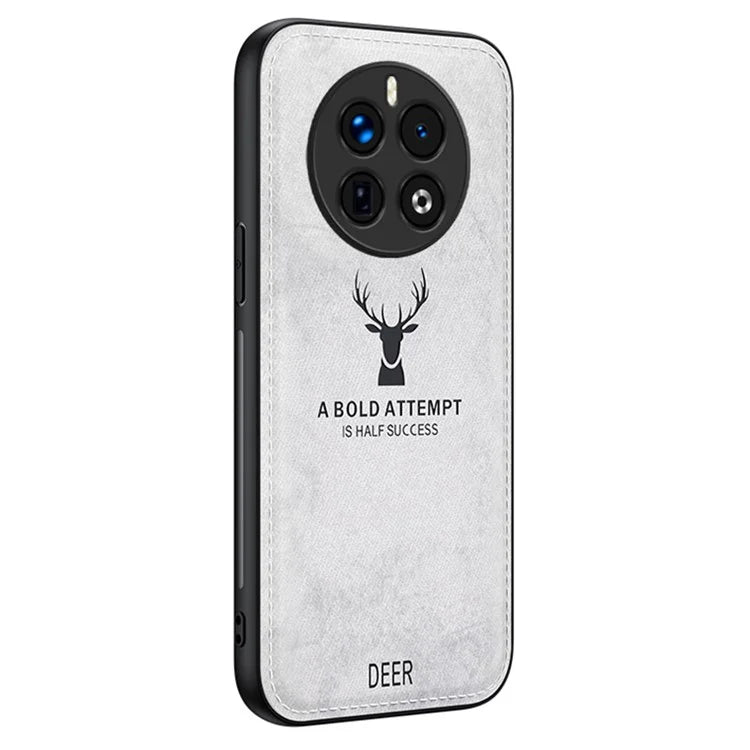 For Realme 12+ 5G Case Cloth Texture Leather+PC+TPU Phone Cover Deer Pattern