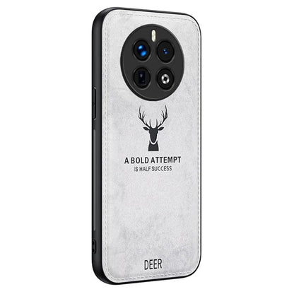 For Realme 12+ 5G Case Cloth Texture Leather+PC+TPU Phone Cover Deer Pattern