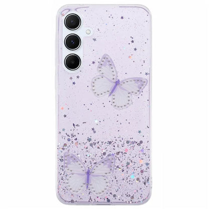 AW Series For Samsung Galaxy A15 4G / A15 5G Case Butterfly Pattern TPU+PVC Anti-Drop Phone Cover