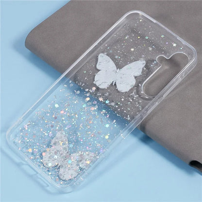 AW Series For Samsung Galaxy A15 4G / A15 5G Case Butterfly Pattern TPU+PVC Anti-Drop Phone Cover