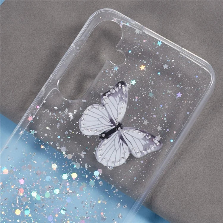 AW Series For Samsung Galaxy A15 4G / A15 5G Case Butterfly Pattern TPU+PVC Anti-Drop Phone Cover