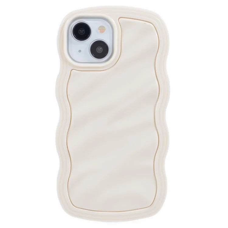 WT Series for iPhone 14 Case Anti-Slip Grip Wave Curly Frame Shape TPU+PC Phone Cover