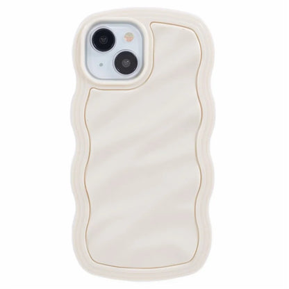 WT Series for iPhone 14 Case Anti-Slip Grip Wave Curly Frame Shape TPU+PC Phone Cover