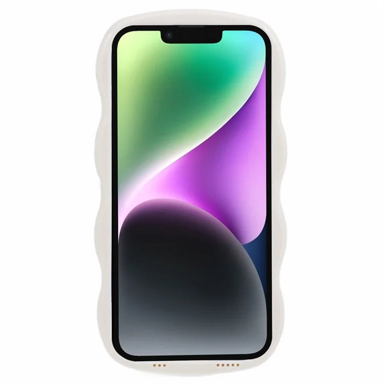 WT Series for iPhone 14 Case Anti-Slip Grip Wave Curly Frame Shape TPU+PC Phone Cover