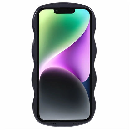 WT Series for iPhone 14 Case Anti-Slip Grip Wave Curly Frame Shape TPU+PC Phone Cover