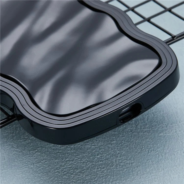 WT Series for iPhone 14 Case Anti-Slip Grip Wave Curly Frame Shape TPU+PC Phone Cover