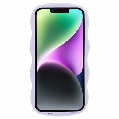 WT Series for iPhone 14 Case Anti-Slip Grip Wave Curly Frame Shape TPU+PC Phone Cover