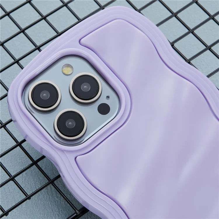 WT Series for iPhone 15 Pro Max Case PC+TPU Curly Wavy Shape Shockproof Phone Cover