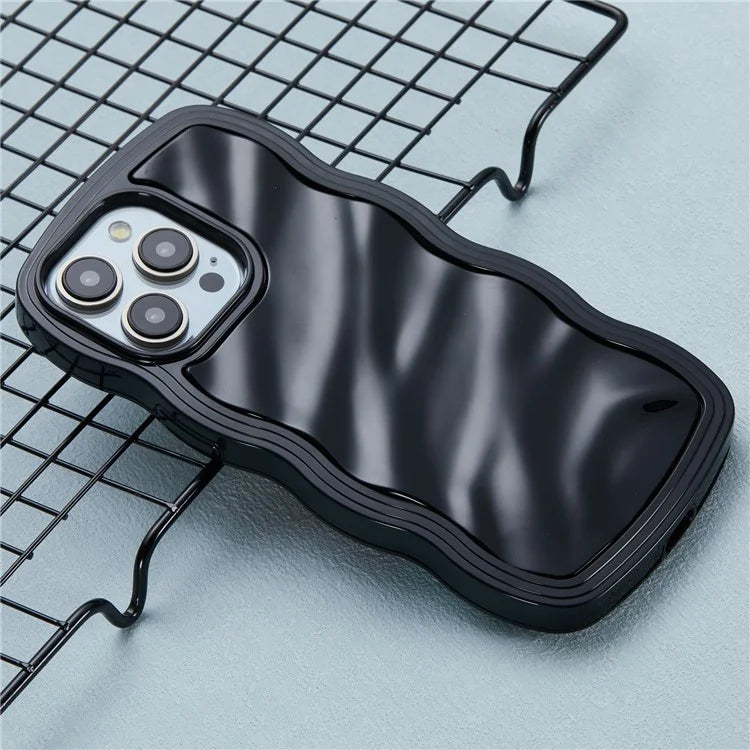 WT Series for iPhone 15 Pro Max Case PC+TPU Curly Wavy Shape Shockproof Phone Cover