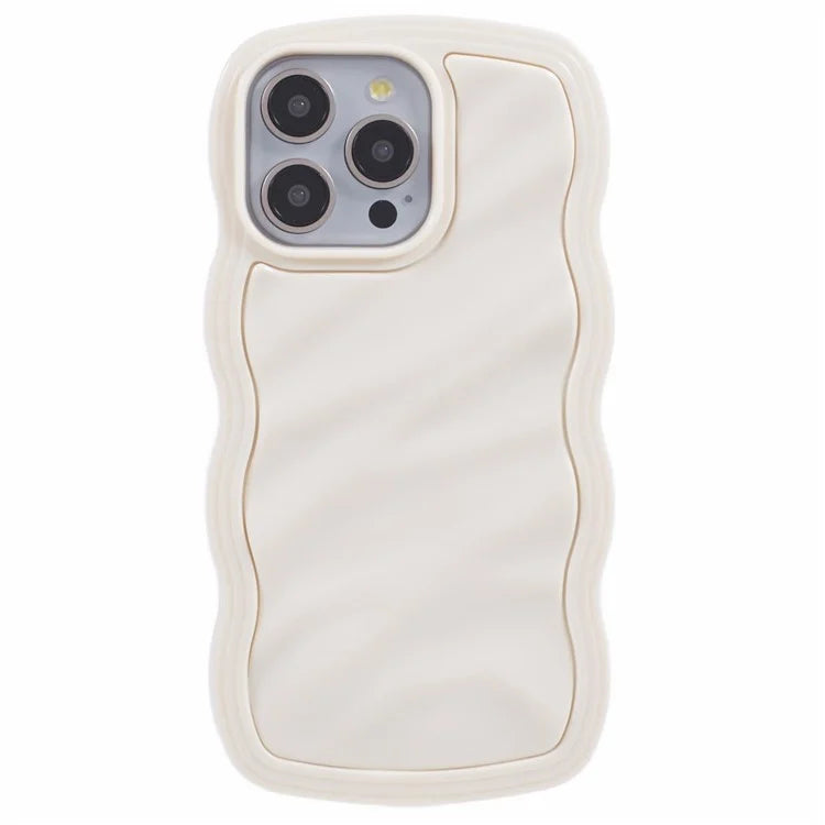 WT Series for iPhone 15 Pro Max Case PC+TPU Curly Wavy Shape Shockproof Phone Cover
