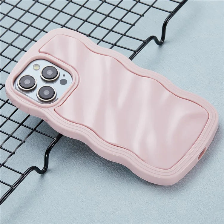 WT Series for iPhone 15 Pro Max Case PC+TPU Curly Wavy Shape Shockproof Phone Cover