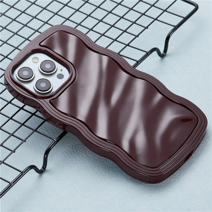 WT Series for iPhone 15 Pro Wavy Shape Phone Case PC+TPU Protective Cover