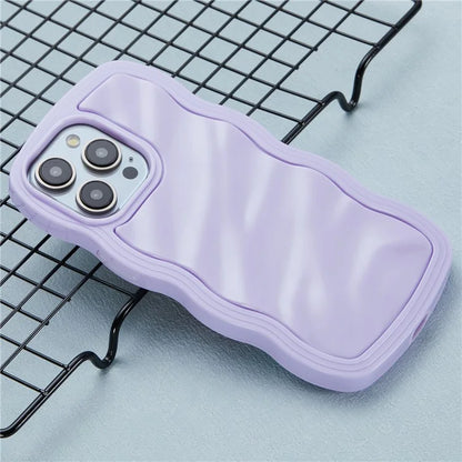 WT Series for iPhone 15 Pro Wavy Shape Phone Case PC+TPU Protective Cover
