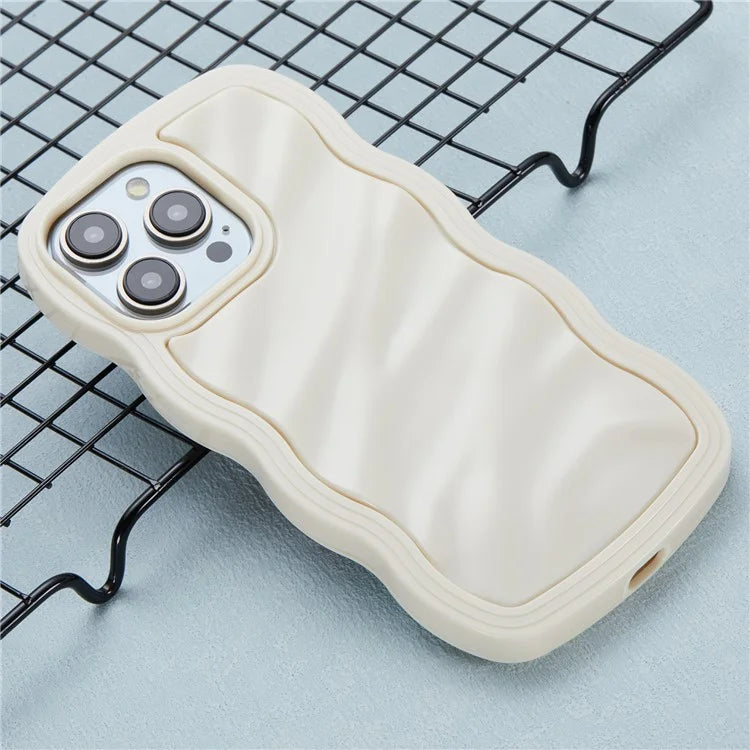 WT Series for iPhone 15 Pro Wavy Shape Phone Case PC+TPU Protective Cover