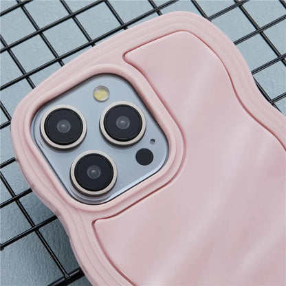 WT Series for iPhone 15 Pro Wavy Shape Phone Case PC+TPU Protective Cover
